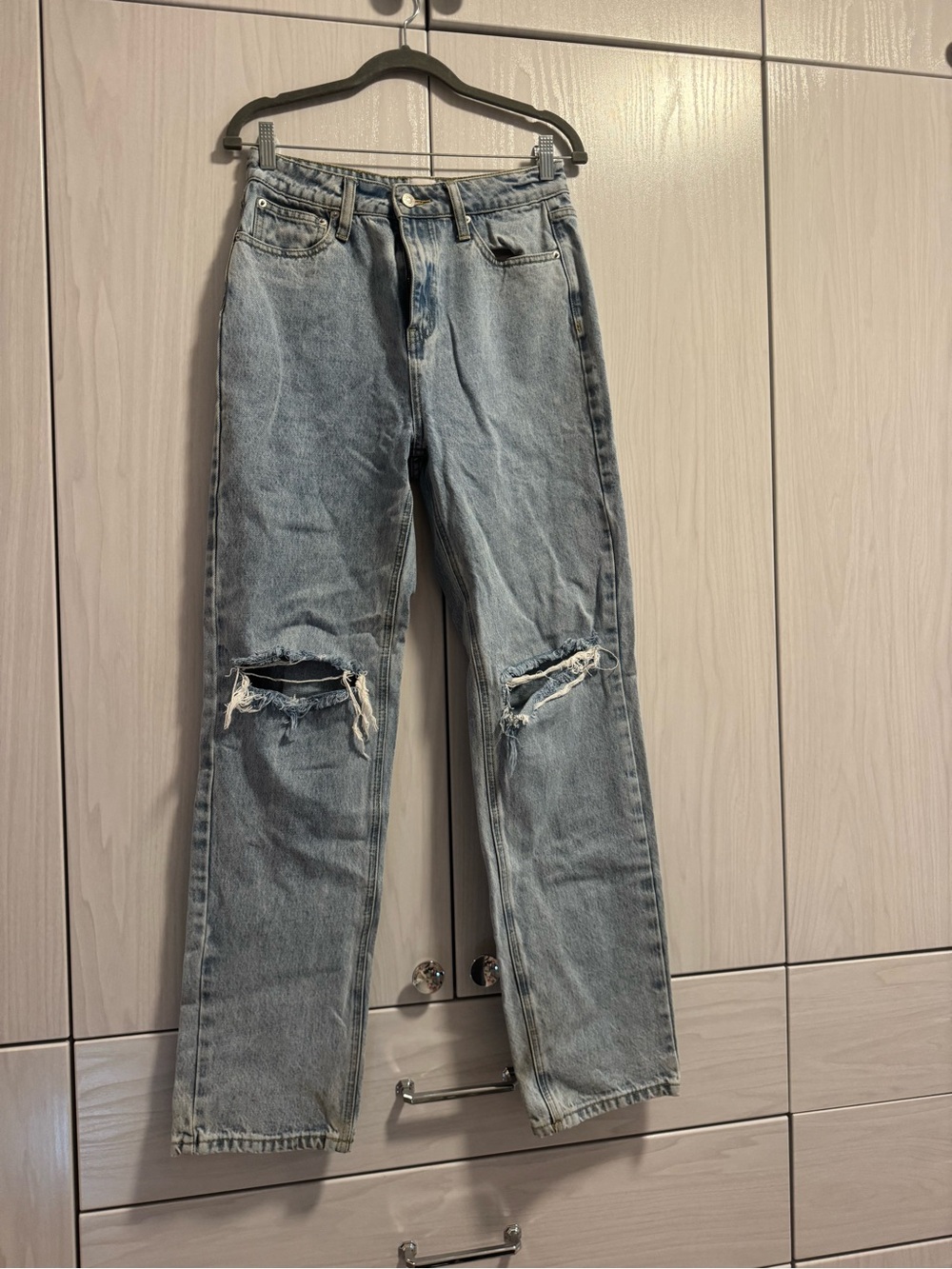 Princess Polly Light Blue Distressed Straight-Leg Jeans